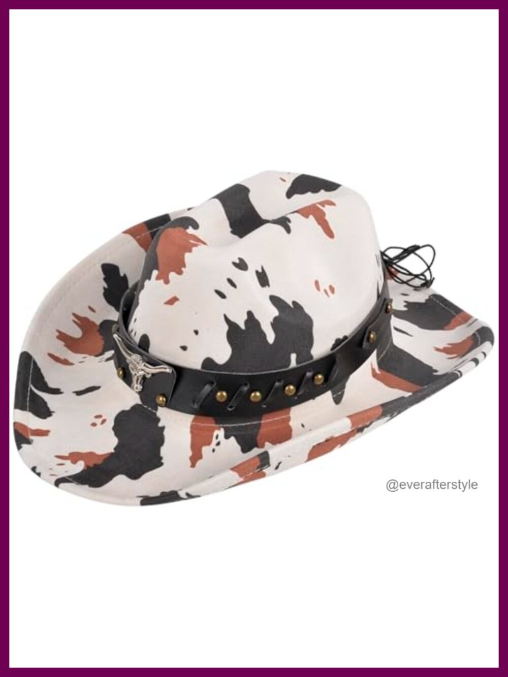 Suede Cow Print Cowboy Hat Detachable Faux Leather Western Hatband Unisex One